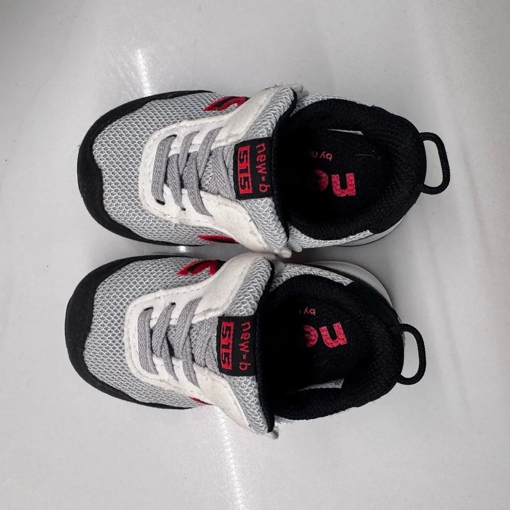 New Balance 515 Toddler Sneakers Gray Black Red Hook Loop